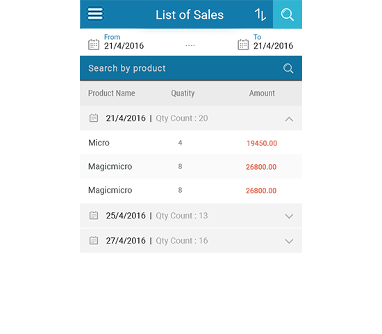 Search by product Sales